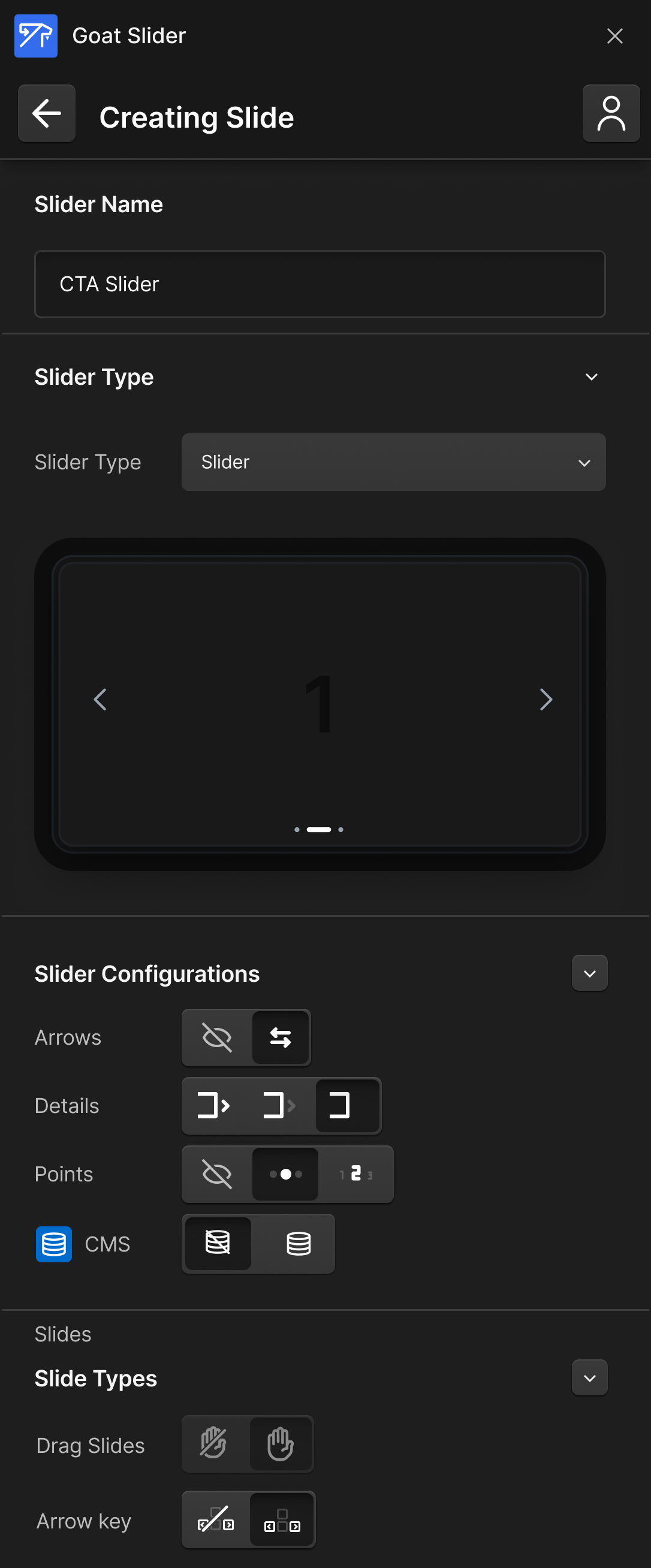 Goat slider Webflow app is available for free